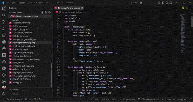 Looping NepaliCode editor preview
